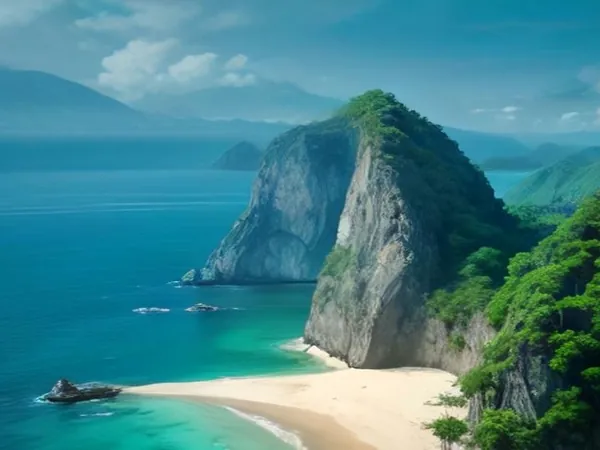 A dramatic sea cliff above turquoise water on Nusa Penida