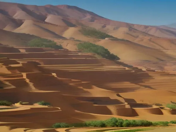Terraced fields on a dry mountain slope