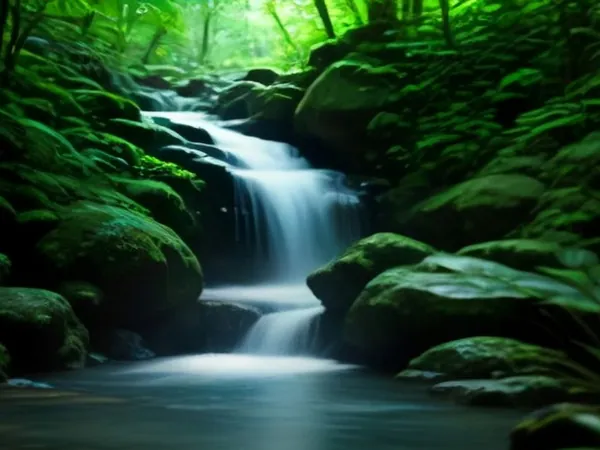 A natural rock waterslide flowing into a jungle pool