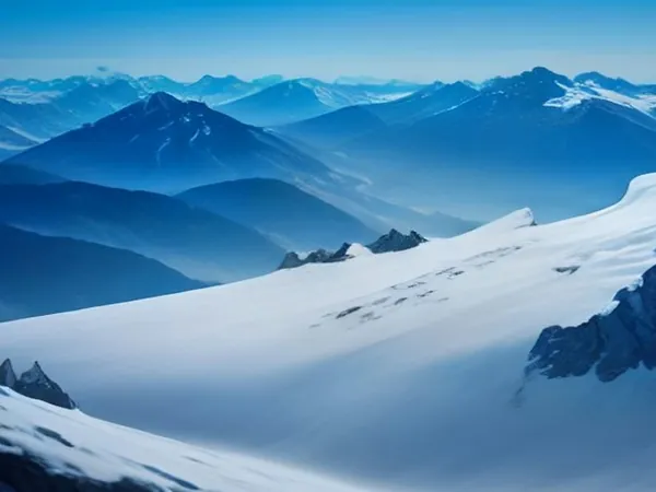 A viewing terrace above a wide glacier and snowy peaks