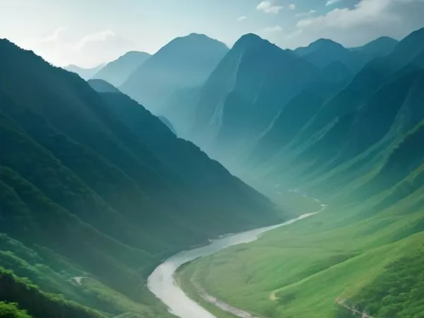A winding mountain road above a deep river canyon